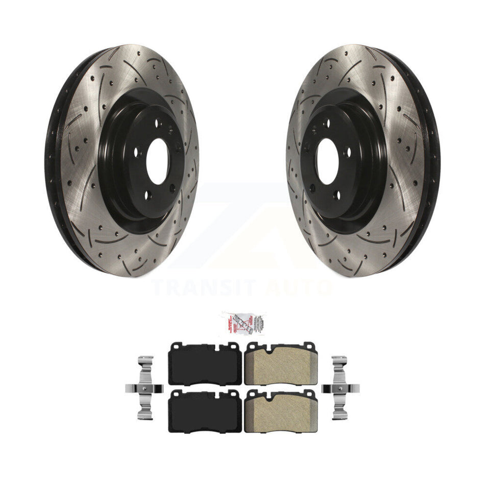 Front Coated Drilled Slotted Disc Brake Rotors And Semi-Metallic Pads Kit For Audi Q5 KDA-100273