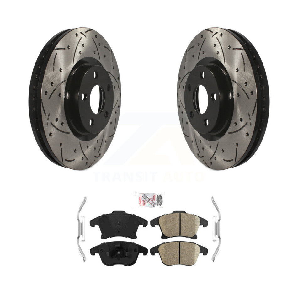 Front Drill Slot Brake Rotor Ceramic Pad Kit For Ford Police Responder Hybrid SSV Plug-In KDA-100274