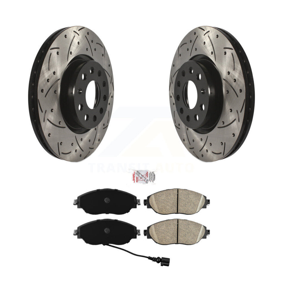 Front Drilled Slot Disc Brake Rotor Ceramic Pad Kit For Volkswagen GTI Audi A3 Quattro CC KDA-100276