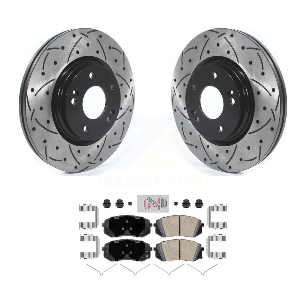 Front Drill Slot Brake Rotors Ceramic Pad Kit For Hyundai Sonata Kona Electric Kia Optima KDA-100319