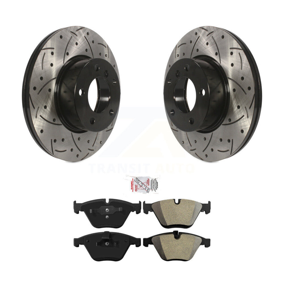 Front Drill Slot Disc Brake Rotor Semi-Metallic Pad Kit For BMW 328i xDrive 323i X1 328xi KDA-100327
