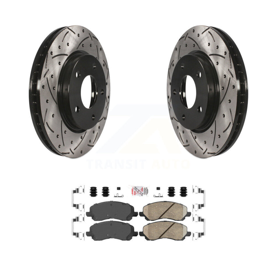 Front Drilled Slot Disc Brake Rotor & Ceramic Pad Kit For Mitsubishi Lancer Dodge Caliber KDA-100328