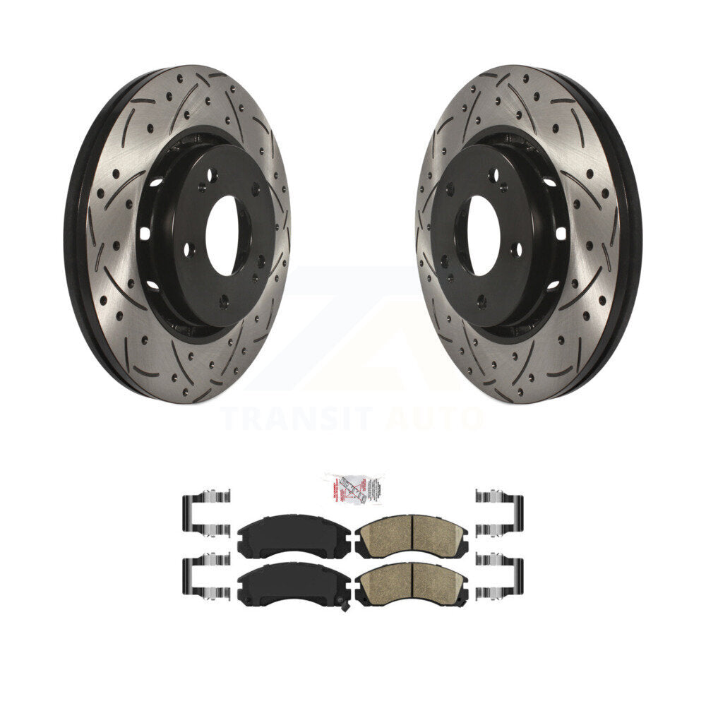 Front Coated Drilled Slotted Disc Brake Rotors And Ceramic Pads Kit For Mitsubishi Lancer KDA-100330