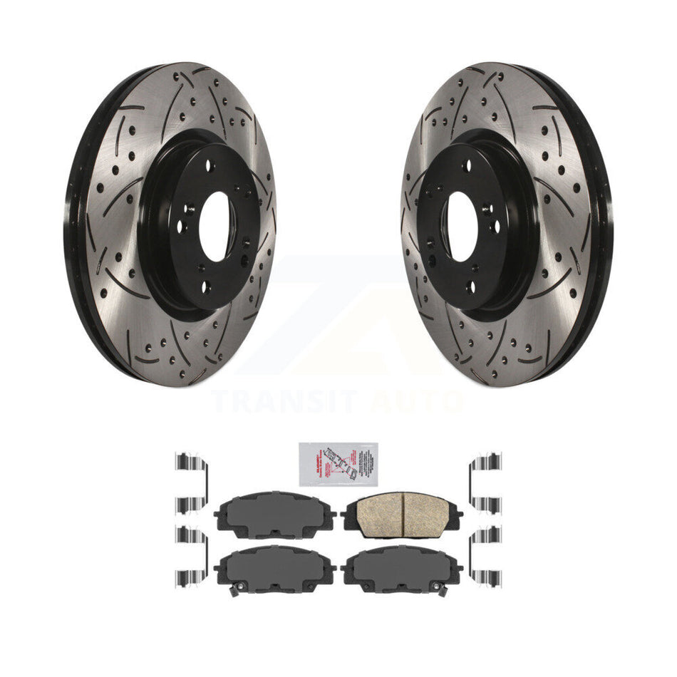 Front Coated Drilled Slot Disc Brake Rotors Ceramic Pad Kit For Honda Civic Acura CSX RSX KDA-100333