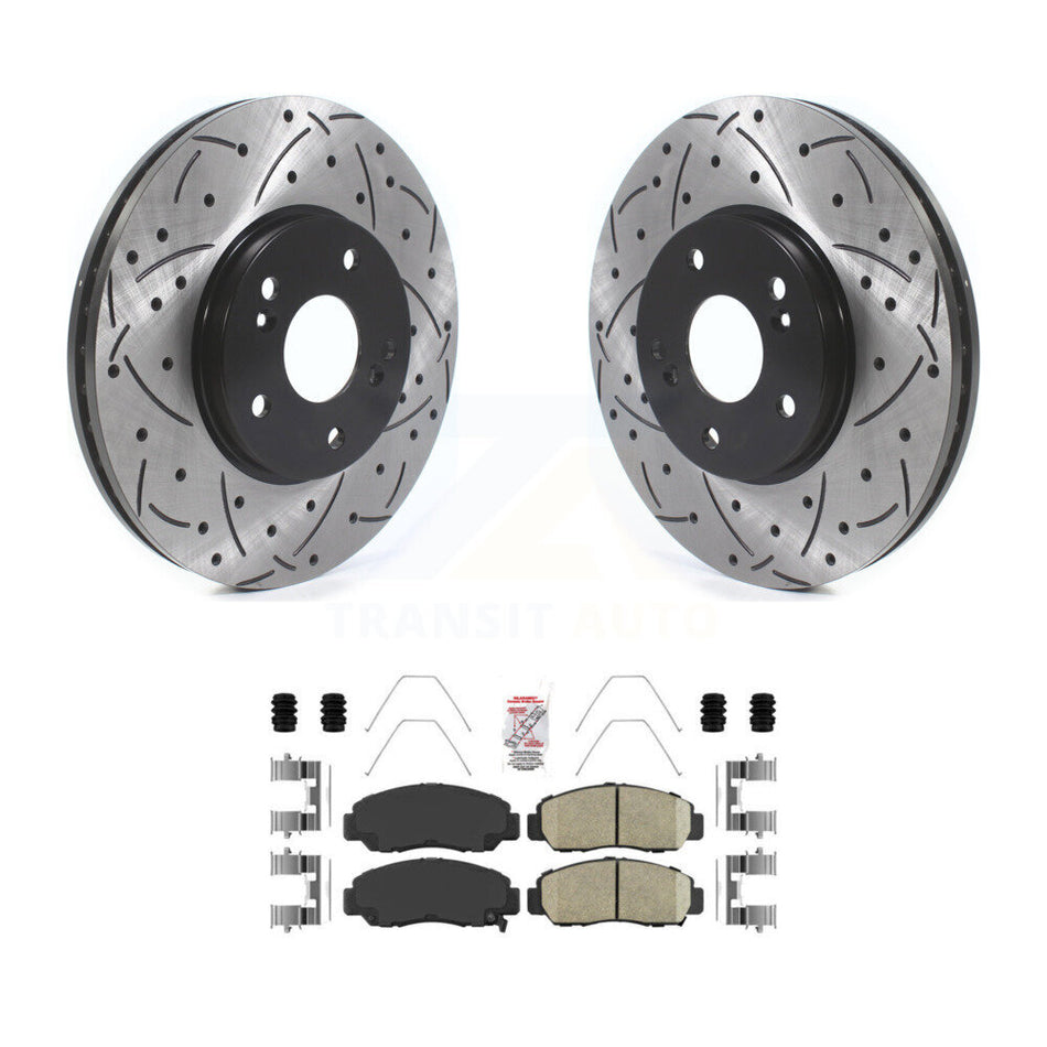 Front Coated Drilled Slotted Disc Brake Rotors And Ceramic Pads Kit For Honda Accord KDA-100359