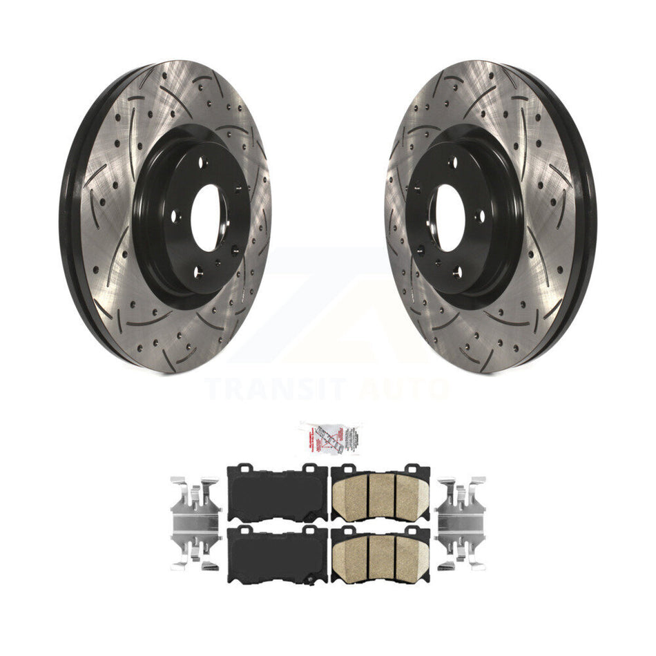 Front Drilled Slot Brake Rotors Ceramic Pad Kit For 09-13 INFINITI G37 With Brembo Brakes KDA-100363
