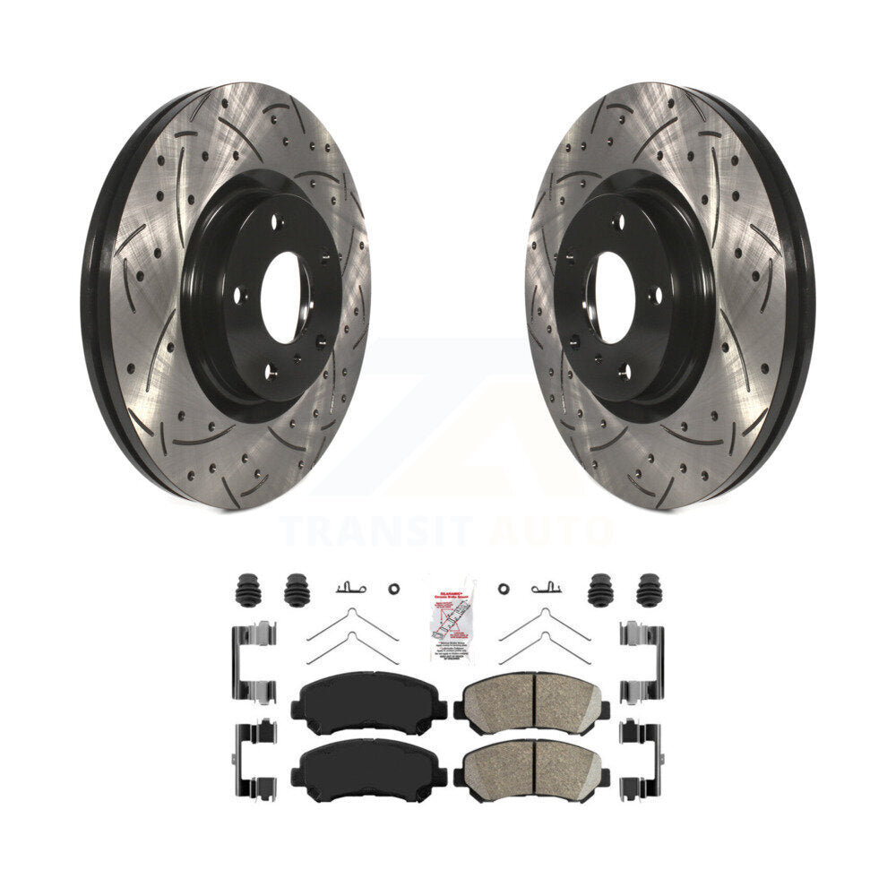Front Coated Drilled Slotted Disc Brake Rotors And Ceramic Pads Kit For Nissan Maxima KDA-100364