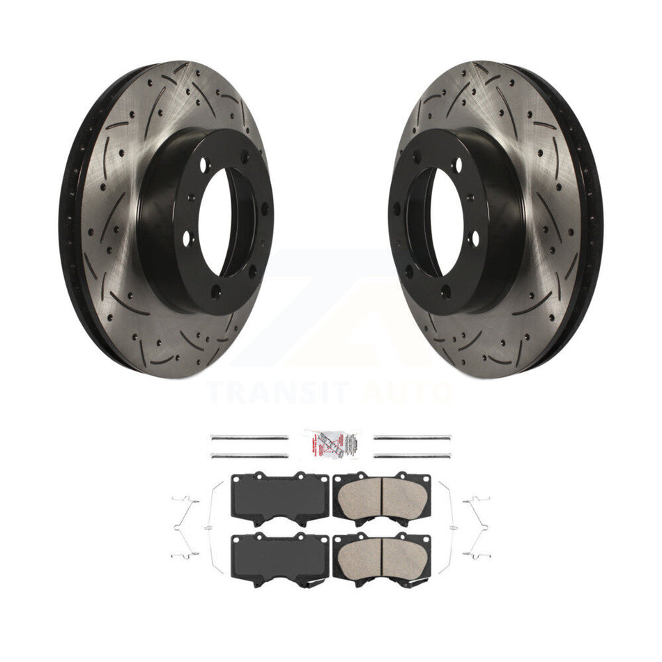 Front Drilled Slot Disc Brake Rotors Ceramic Pad Kit For Toyota Tacoma 4Runner FJ Cruiser KDA-100368