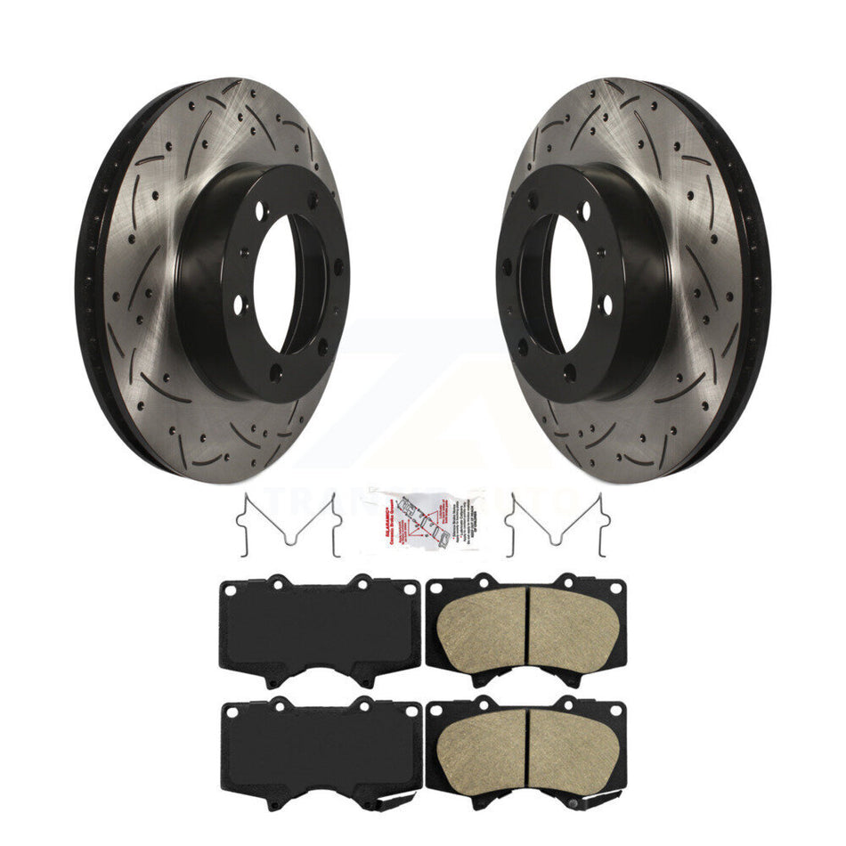 Front Drilled Slot Disc Brake Rotors Ceramic Pad Kit For Toyota Tacoma 4Runner FJ Cruiser KDA-100369