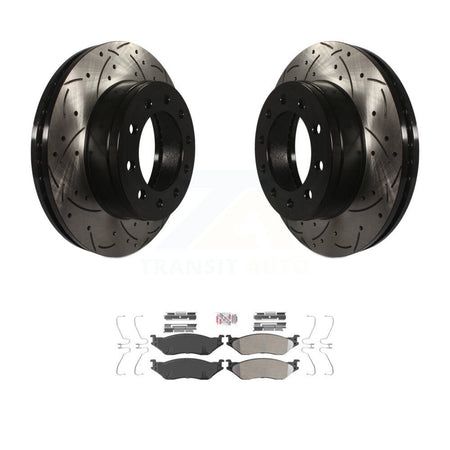 Front Drill Slot Brake Rotors Semi-Metallic Pad Kit For Ford F-450 Super Duty F-550 CF500 KDA-100375