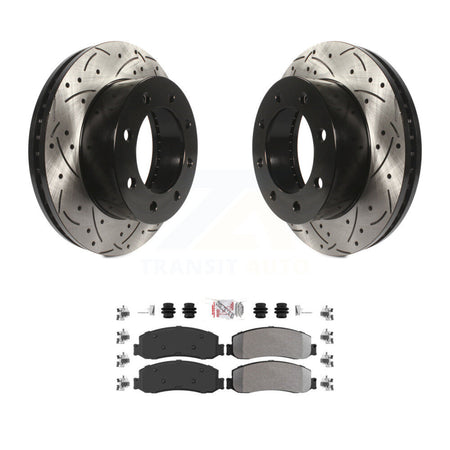 Front Drilled Slot Brake Rotors Semi-Metallic Pad Kit For Ford F-350 Super Duty F-250 4WD KDA-100379