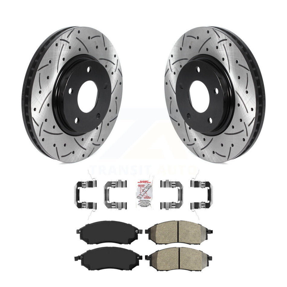 Front Coated Drilled Slotted Disc Brake Rotors Semi-Metallic Pad Kit For INFINITI Q45 M45 KDA-100387