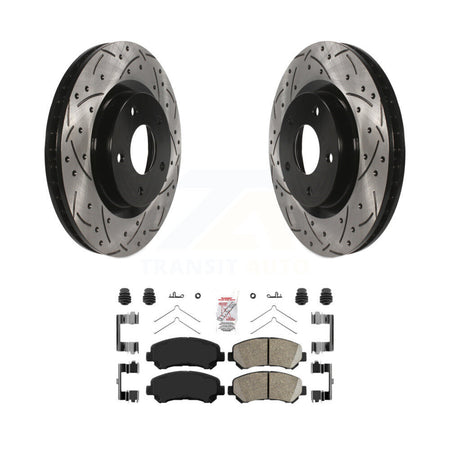 Front Coated Drilled Slotted Disc Brake Rotor And Ceramic Pad Kit For Nissan Rogue Select KDA-100401
