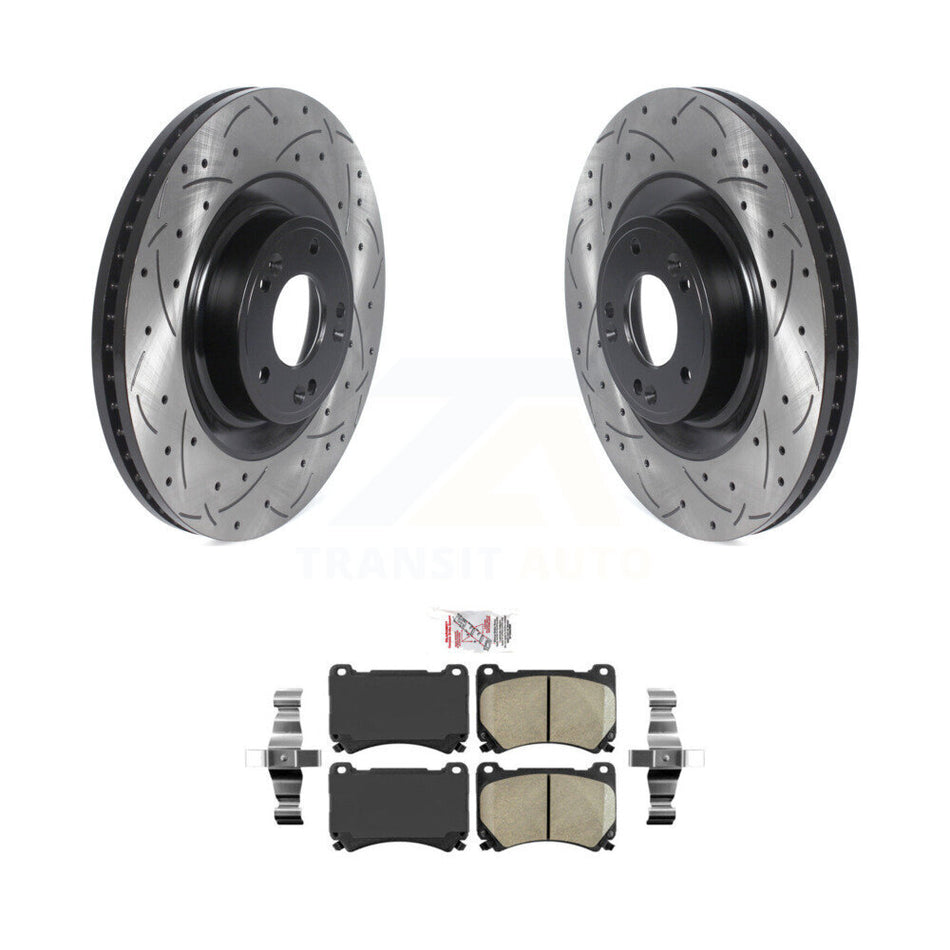 Front Coated Drilled Slotted Disc Brake Rotor & Ceramic Pad Kit For Hyundai Genesis Equus KDA-100406