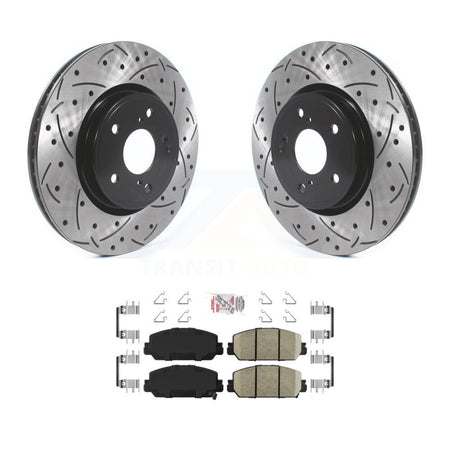 Front Coated Drilled Slotted Disc Brake Rotors And Ceramic Pads Kit For Honda CR-V HR-V KDA-100413