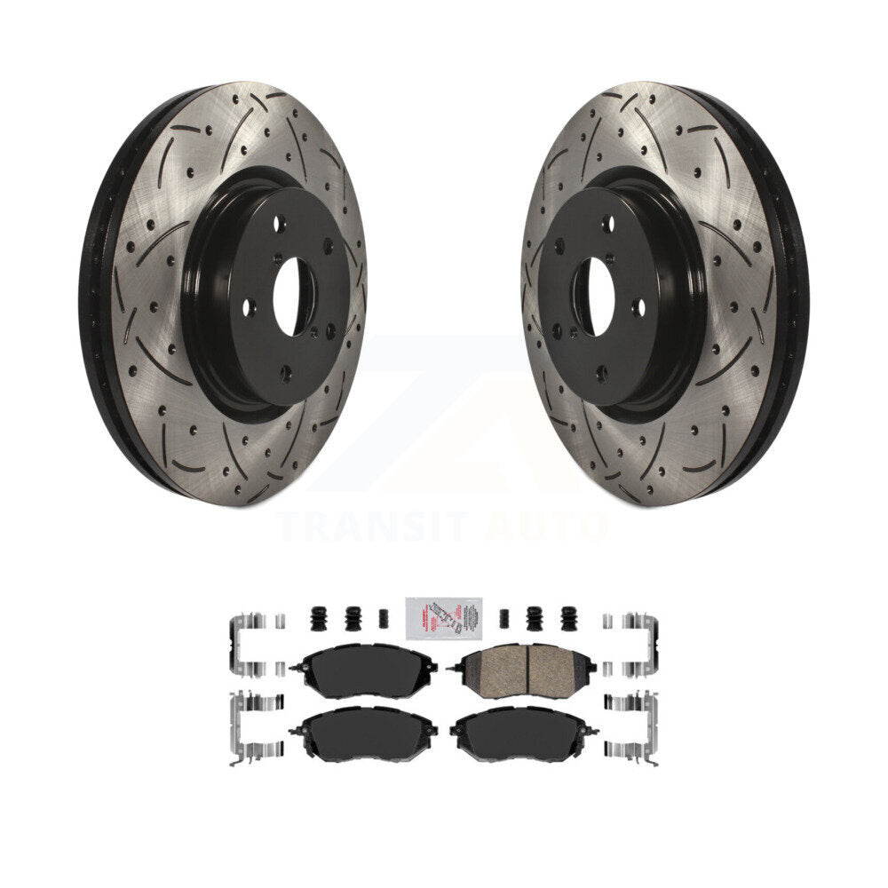 Front Drilled Slot Brake Rotor & Ceramic Pad Kit For Subaru Outback WRX Legacy Tribeca B9 KDA-100416