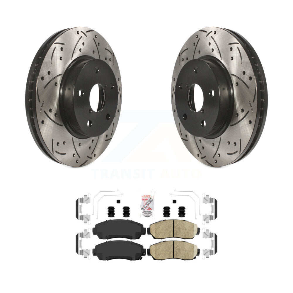 Front Coated Drill Slot Disc Brake Rotor Ceramic Pad Kit For 2016-2019 Subaru Legacy 2.5L KDA-100417