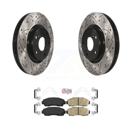 Front Coated Drilled Slotted Disc Brake Rotor Ceramic Pad Kit For 2011-2014 Honda Odyssey KDA-100434