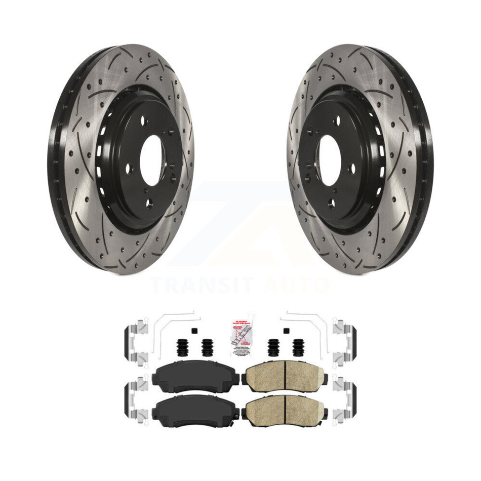 Front Coated Drilled Slotted Disc Brake Rotors Ceramic Pad Kit For Honda Odyssey Passport KDA-100435