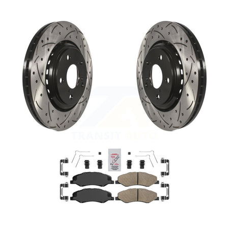 Front Coated Drilled Slotted Disc Brake Rotor Ceramic Pad Kit For 2018-2023 Honda Odyssey KDA-100439