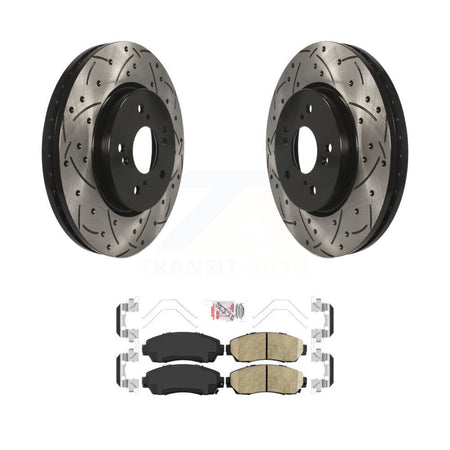 Front Drilled Slot Brake Rotors Ceramic Pad Kit For Honda CR-V Acura RDX Accord Crosstour KDA-100444