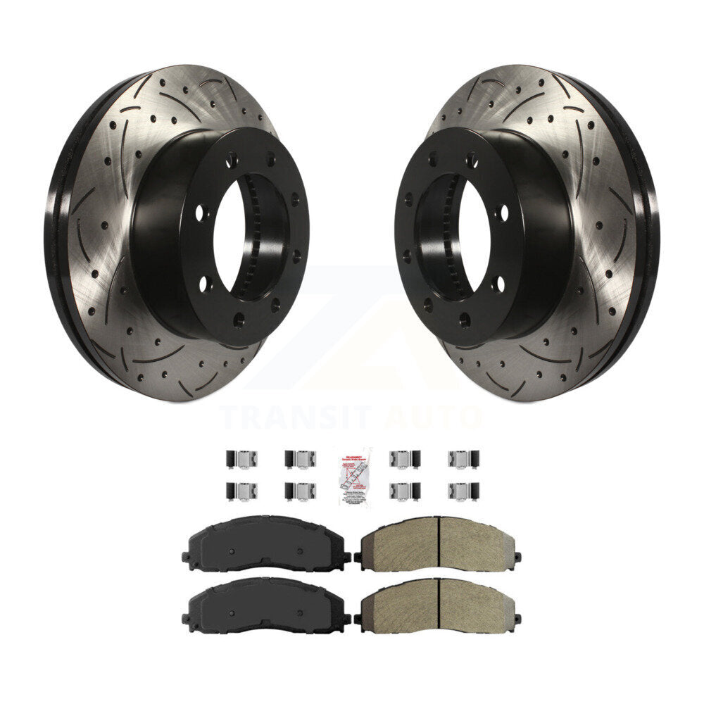 Front Drill Slot Brake Rotors Semi-Metallic Pad Kit For Ford F-350 Super Duty F-250 F-450 KDA-100445