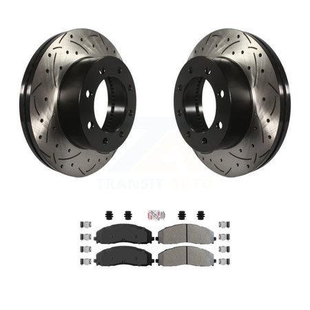 Front Drill Slot Brake Rotors Semi-Metallic Pad Kit For Ford F-350 Super Duty F-250 F-450 KDA-100446