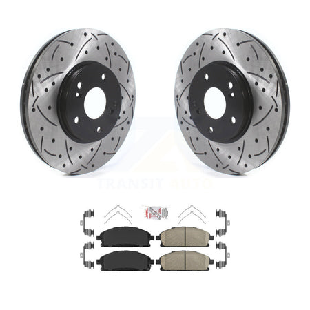 Front Coated Drilled Slotted Disc Brake Rotor And Ceramic Pad Kit For 2003-2006 Acura MDX KDA-100455