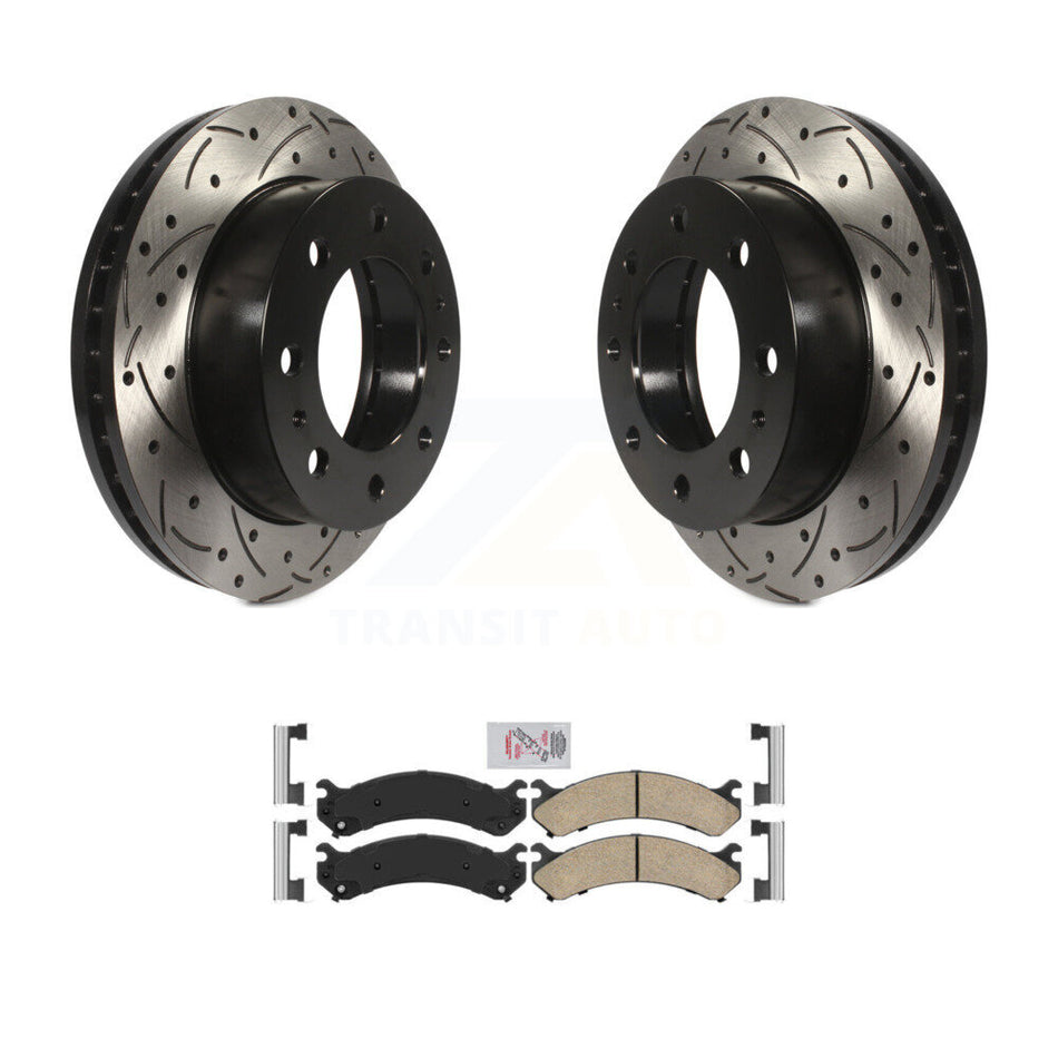 Front Drilled Slot Brake Rotor Ceramic Pad Kit For GMC Chevrolet Sierra 2500 HD Silverado KDA-100460