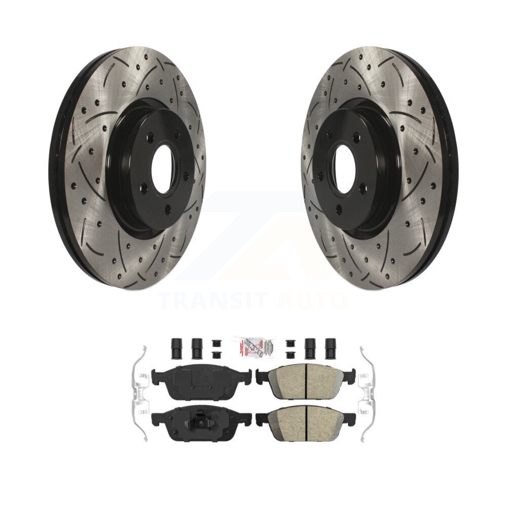 Front Drill Slot Brake Rotors Ceramic Pad Kit For Ford Escape Transit Connect Lincoln MKC KDA-100472