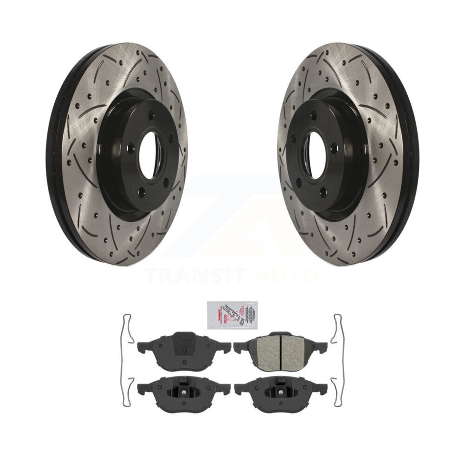 Front Drilled Slot Brake Rotors Semi-Metallic Pad Kit For Ford Escape Volvo C-Max S40 C30 KDA-100474