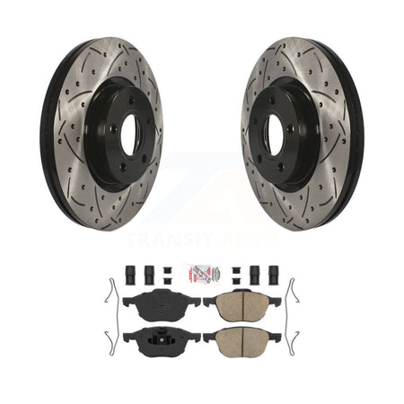 Front Drill Slot Brake Rotors Ceramic Pad Kit For Ford Escape Volvo C-Max S40 C30 V50 C70 KDA-100476