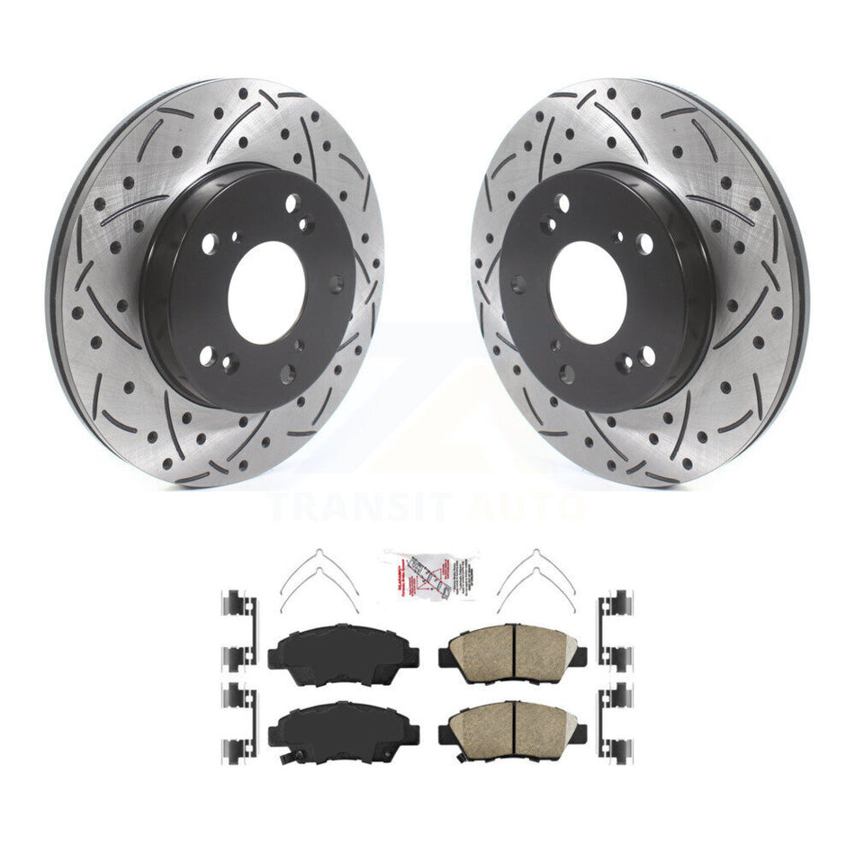 Front Coated Drilled Slotted Disc Brake Rotors & Ceramic Pad Kit For 2011-2015 Honda CR-Z KDA-100519