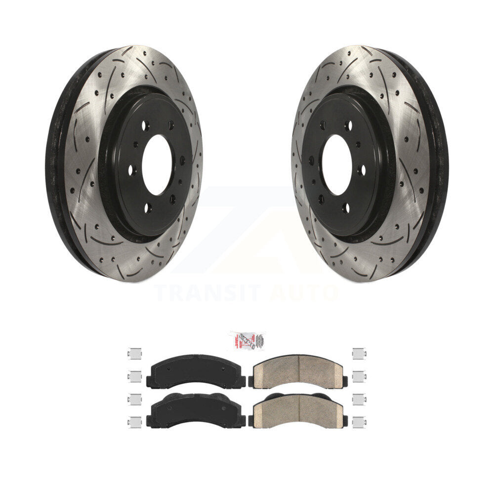 Front Drill Slot Brake Rotors Ceramic Pad Kit For Ford F-150 Expedition Lincoln Navigator KDA-100521