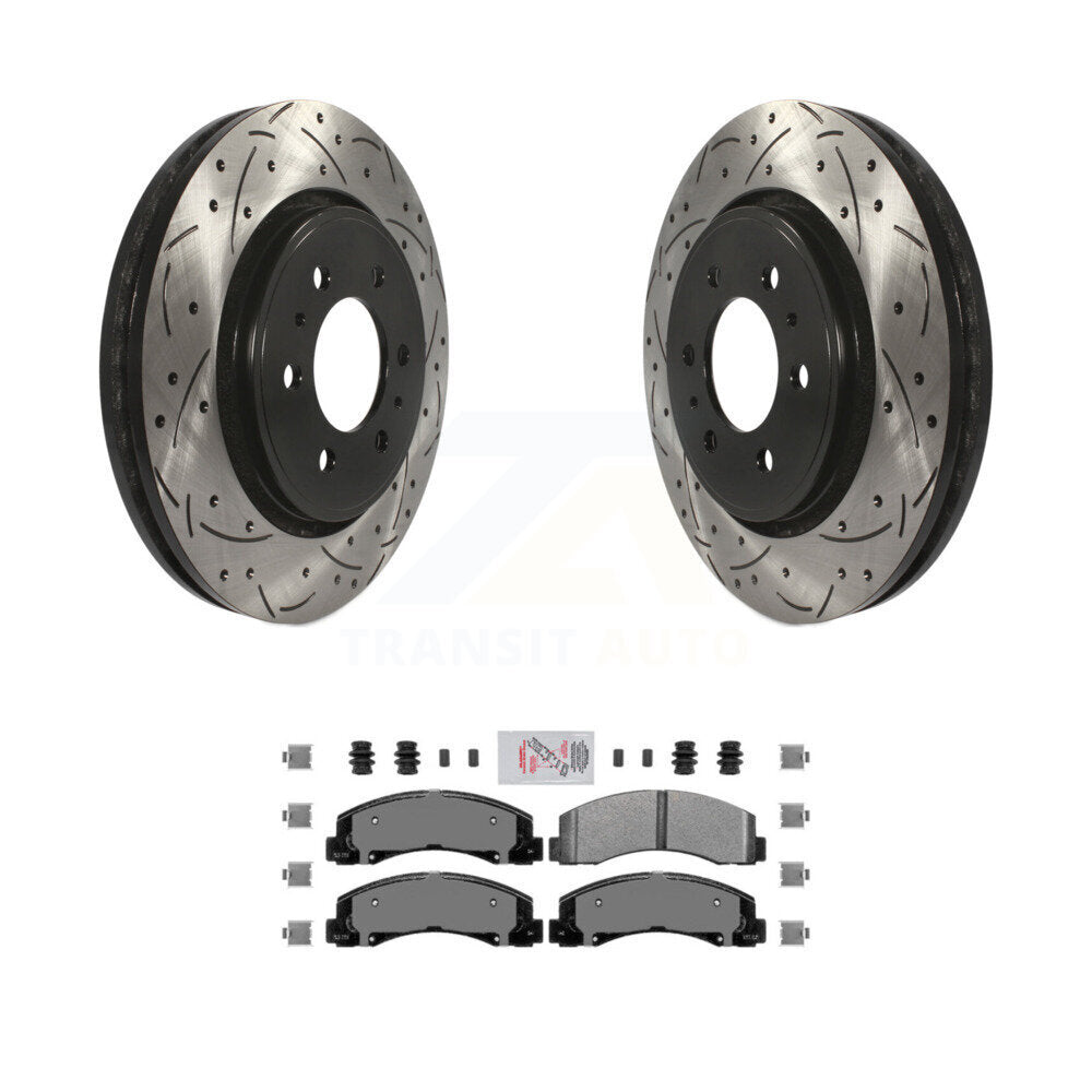 Front Drill Slot Disc Brake Rotor Semi-Metallic Pad Kit For Ford F-150 Expedition Lincoln KDA-100522