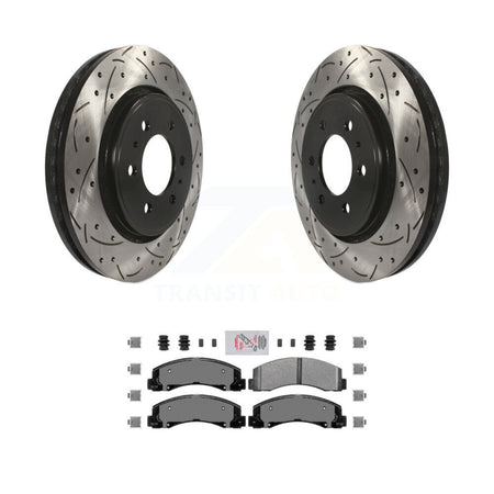 Front Drill Slot Disc Brake Rotor Semi-Metallic Pad Kit For Ford F-150 Expedition Lincoln KDA-100522