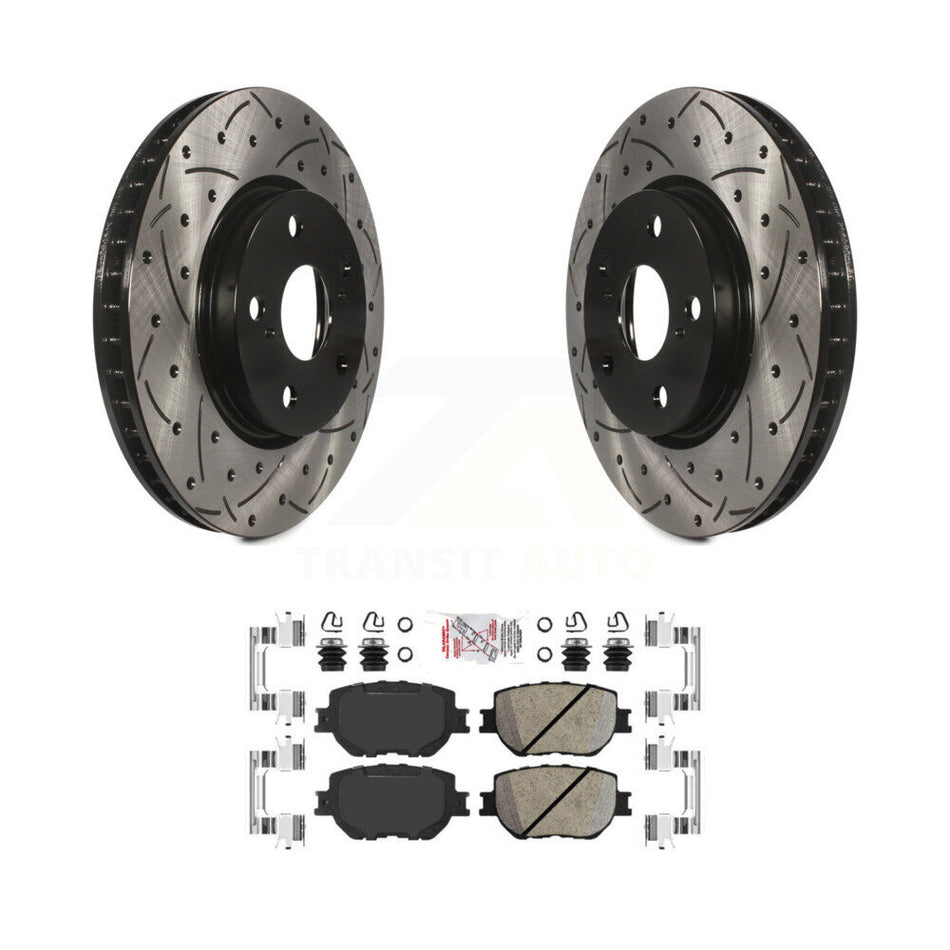 Front Coated Drilled Slotted Disc Brake Rotors And Ceramic Pads Kit For Lexus IS250 KDA-100526