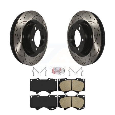 Front Drilled Slot Brake Rotor & Ceramic Pad Kit For 2010-2023 Toyota 4Runner Lexus GX460 KDA-100528