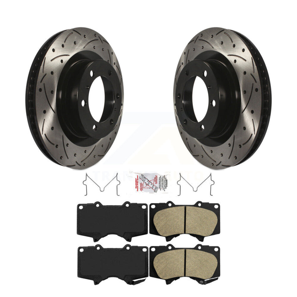 Front Drilled Slot Brake Rotor & Ceramic Pad Kit For 2010-2023 Toyota 4Runner Lexus GX460 KDA-100528