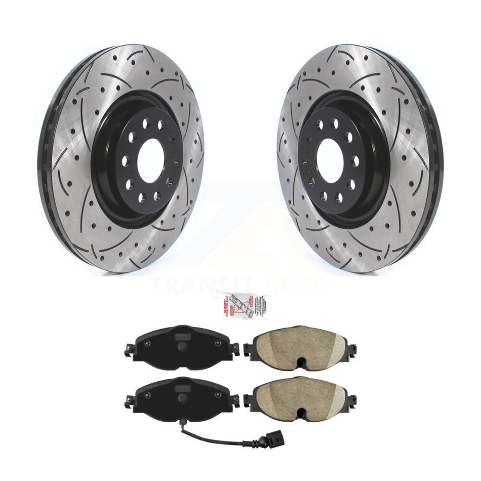 Front Coated Drilled Slotted Disc Brake Rotor Ceramic Pad Kit For Volkswagen Golf Audi A3 KDA-100530