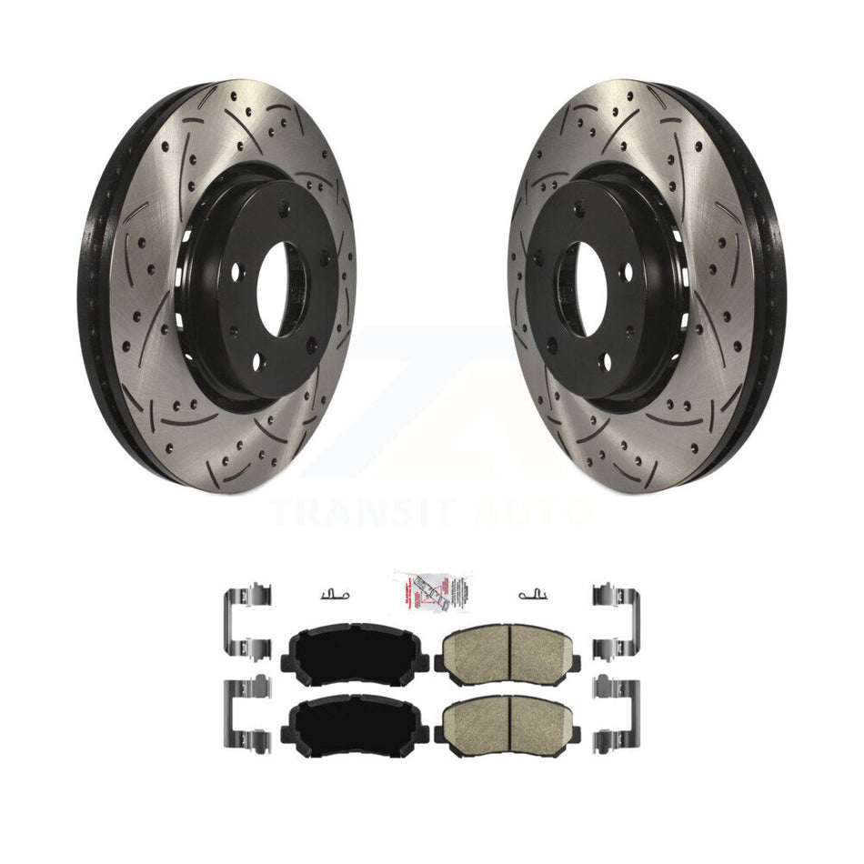 Front Coated Drilled Slotted Disc Brake Rotors And Ceramic Pads Kit For Mazda CX-5 KDA-100531