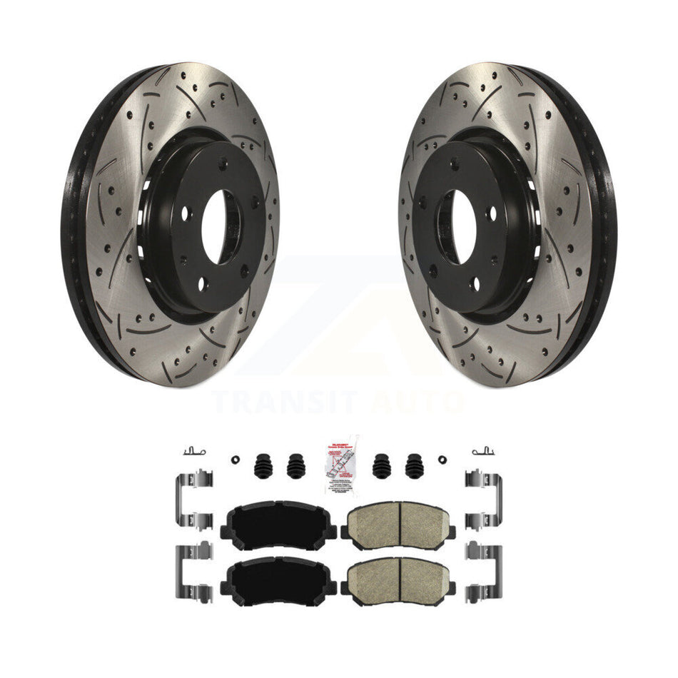 Front Coated Drilled Slotted Disc Brake Rotors And Ceramic Pads Kit For Mazda CX-5 KDA-100532