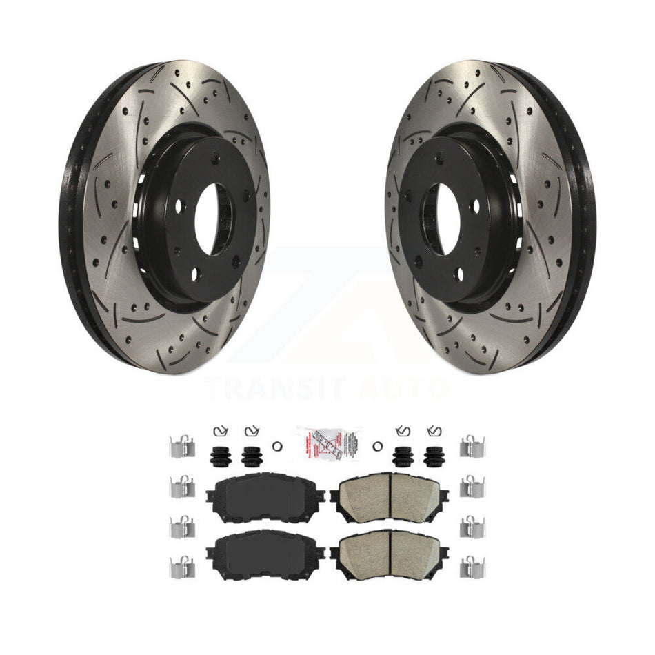 Front Drilled Slot Brake Rotors Ceramic Pad Kit For 2019-2021 Mazda 6 Naturally Aspirated KDA-100533