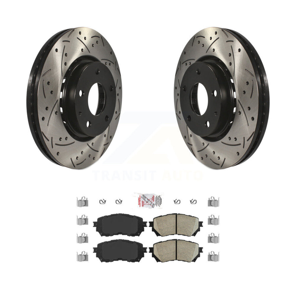 Front Drilled Slot Brake Rotors Ceramic Pad Kit For 2019-2021 Mazda 6 Naturally Aspirated KDA-100534