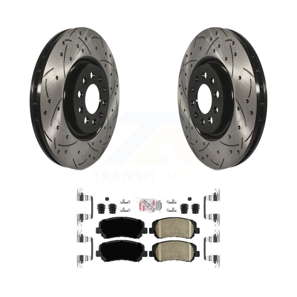 Front Coated Drilled Slot Disc Brake Rotor Ceramic Pad Kit For Jeep Cherokee Chrysler 200 KDA-100542