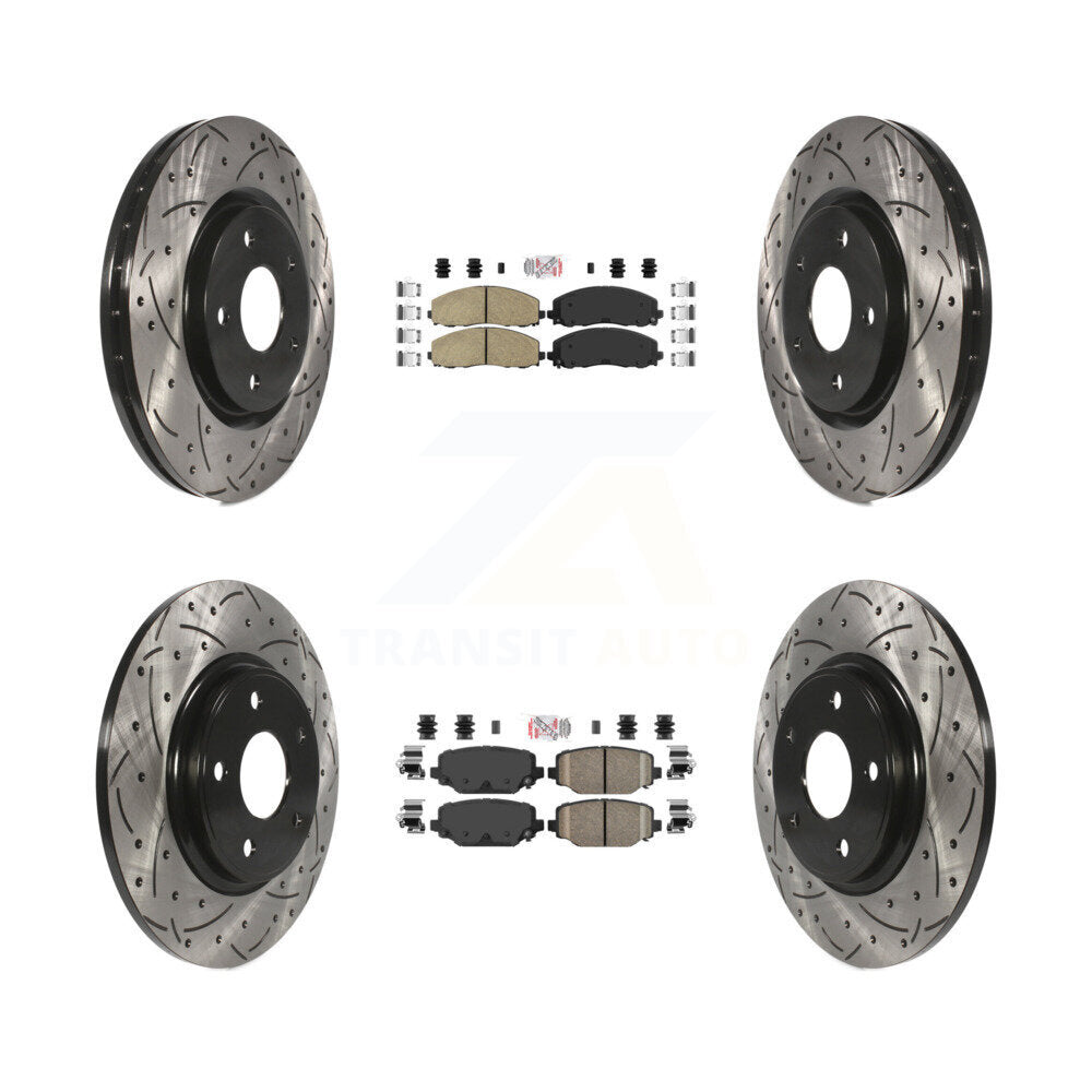 Front Rear Ceramic Pad Drill Slot Brake Rotors Kit For Dodge Grand Caravan Journey Town & KDA-100554