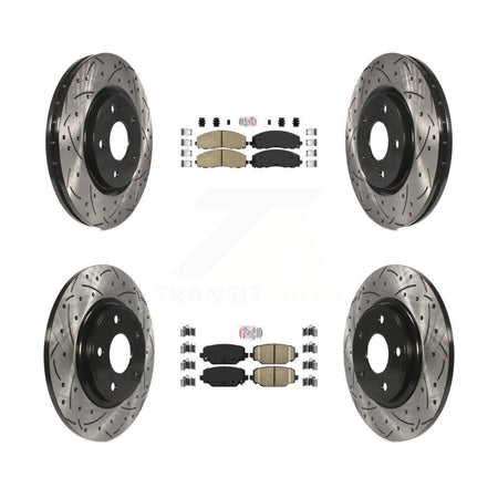 Front Rear Ceramic Pad Drill Slot Brake Rotors Kit For Dodge Grand Caravan Journey Town & KDA-100555