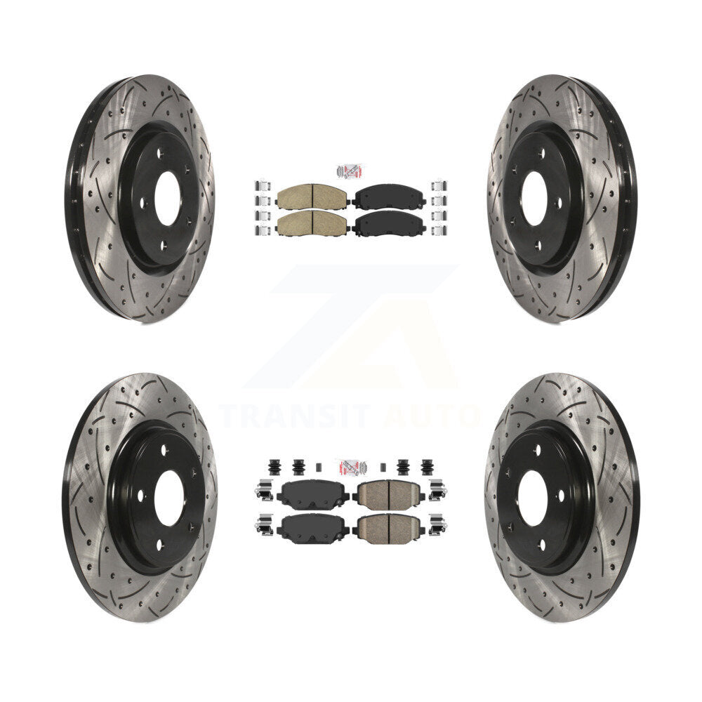 Front Rear Ceramic Pad Drill Slot Brake Rotors Kit For Dodge Grand Caravan Journey Town & KDA-100556
