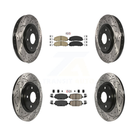 Front Rear Ceramic Pad Drill Slot Brake Rotors Kit For Dodge Grand Caravan Journey Town & KDA-100556