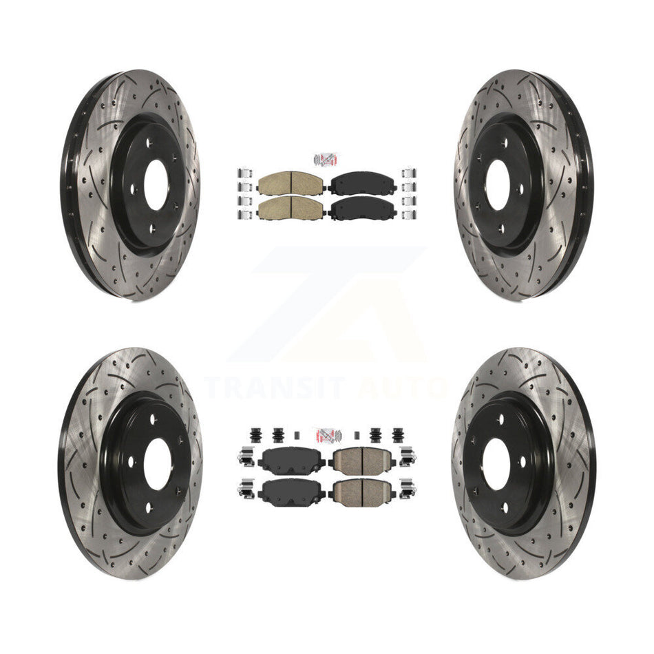 Front Rear Ceramic Pad Drill Slot Brake Rotors Kit For Dodge Grand Caravan Journey Town & KDA-100556